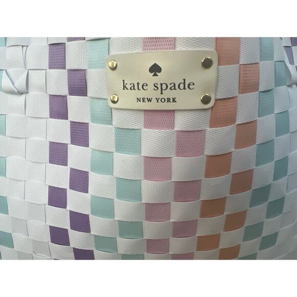 ˚₊‧꒰ა ☆ ໒꒱ ‧₊˚ Extra Large Kate Spade Colorful Weave Beach Bag Tote - Picture 2 of 3
